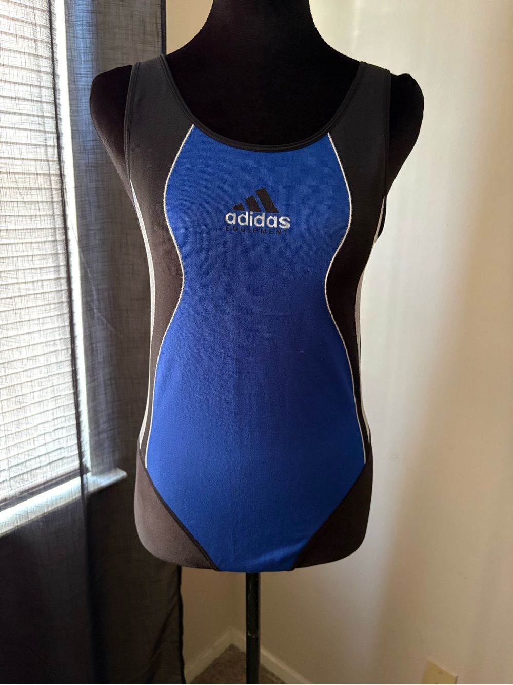 adidas Blue and Black Athletic One-Piece Swim Suit
